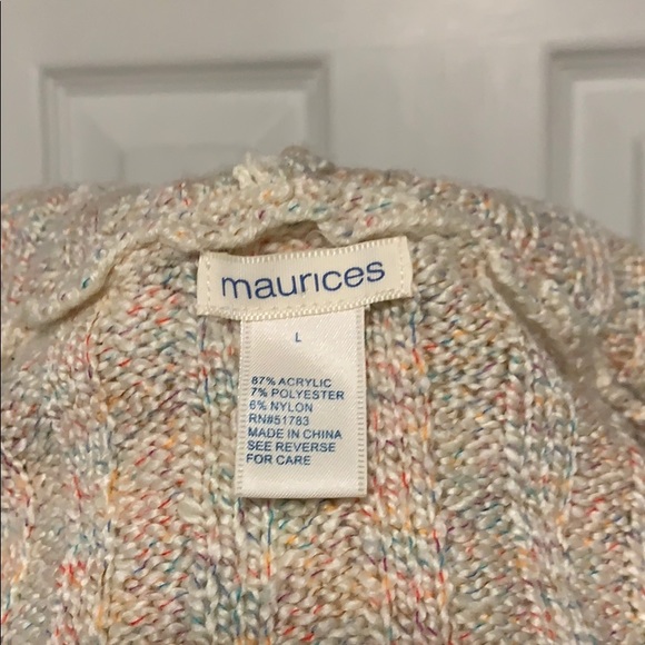 Multi colored v neck sweater with hood and pocket - Picture 6 of 7